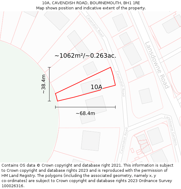10A, CAVENDISH ROAD, BOURNEMOUTH, BH1 1RE: Plot and title map