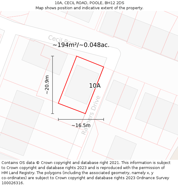 10A, CECIL ROAD, POOLE, BH12 2DS: Plot and title map