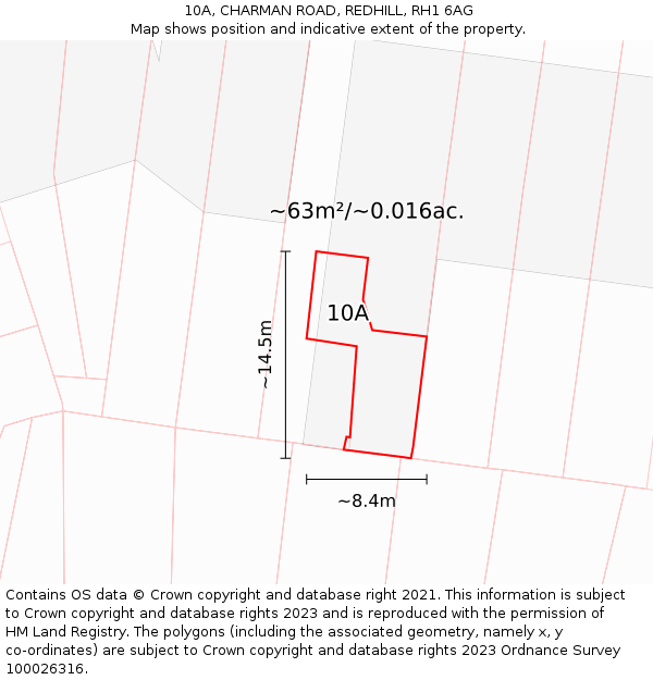 10A, CHARMAN ROAD, REDHILL, RH1 6AG: Plot and title map