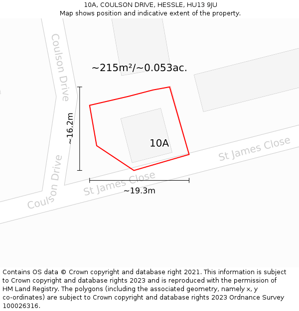 10A, COULSON DRIVE, HESSLE, HU13 9JU: Plot and title map