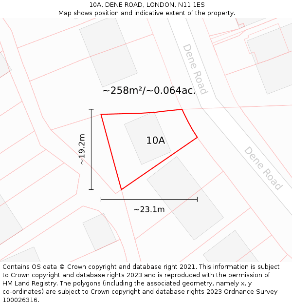 10A, DENE ROAD, LONDON, N11 1ES: Plot and title map