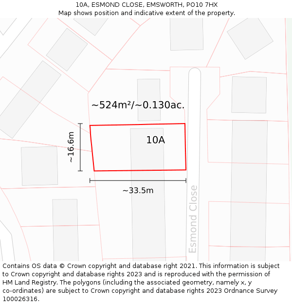 10A, ESMOND CLOSE, EMSWORTH, PO10 7HX: Plot and title map