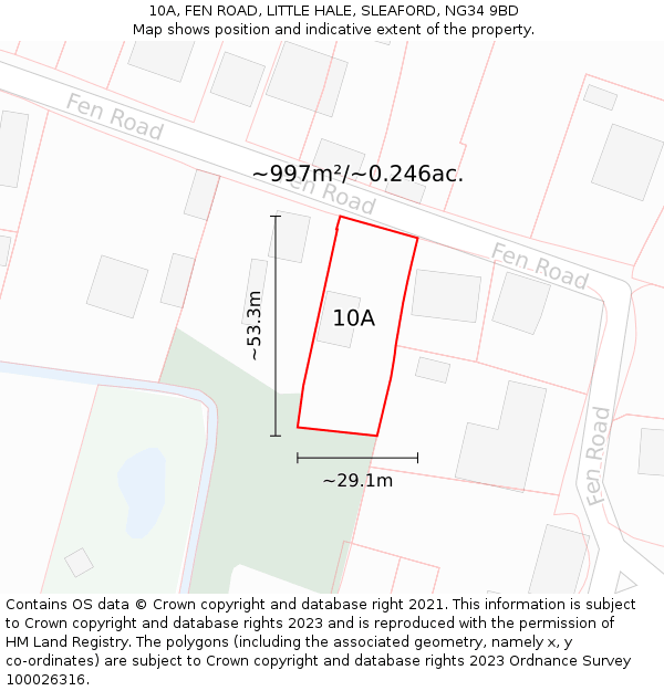 10A, FEN ROAD, LITTLE HALE, SLEAFORD, NG34 9BD: Plot and title map