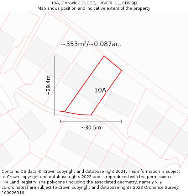 10A, GANWICK CLOSE, HAVERHILL, CB9 9JX: Plot and title map