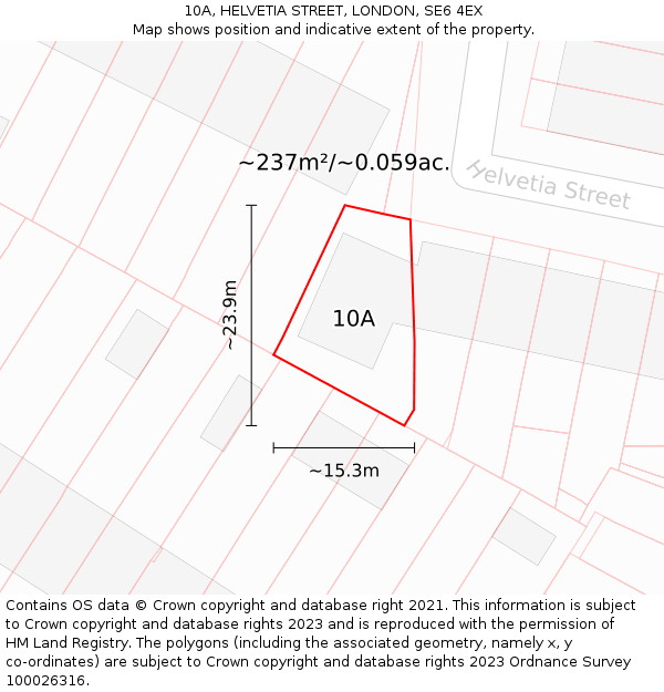 10A, HELVETIA STREET, LONDON, SE6 4EX: Plot and title map