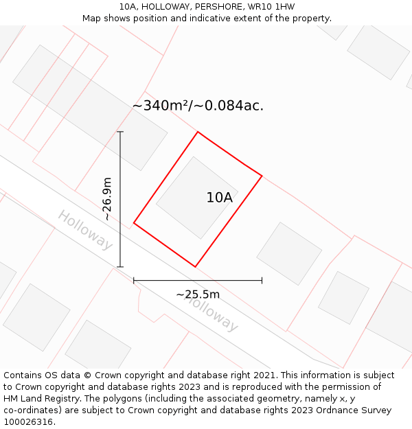 10A, HOLLOWAY, PERSHORE, WR10 1HW: Plot and title map