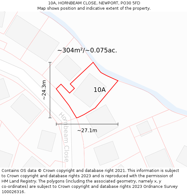 10A, HORNBEAM CLOSE, NEWPORT, PO30 5FD: Plot and title map