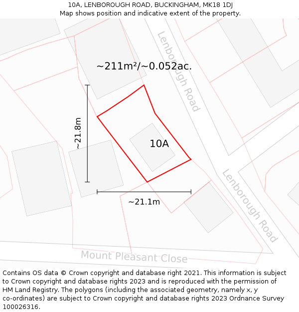 10A, LENBOROUGH ROAD, BUCKINGHAM, MK18 1DJ: Plot and title map