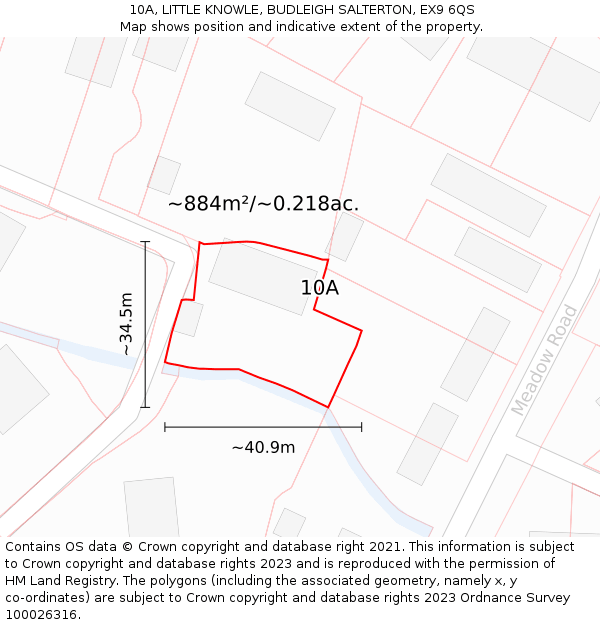 10A, LITTLE KNOWLE, BUDLEIGH SALTERTON, EX9 6QS: Plot and title map