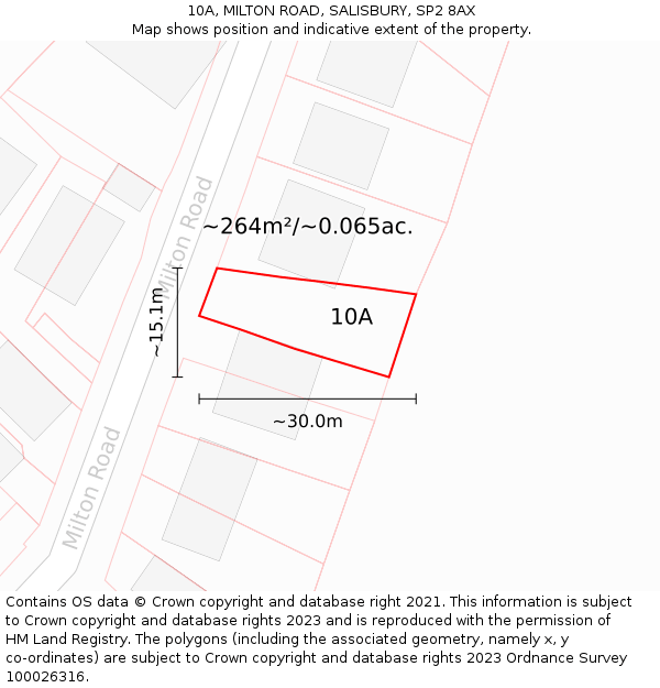 10A, MILTON ROAD, SALISBURY, SP2 8AX: Plot and title map