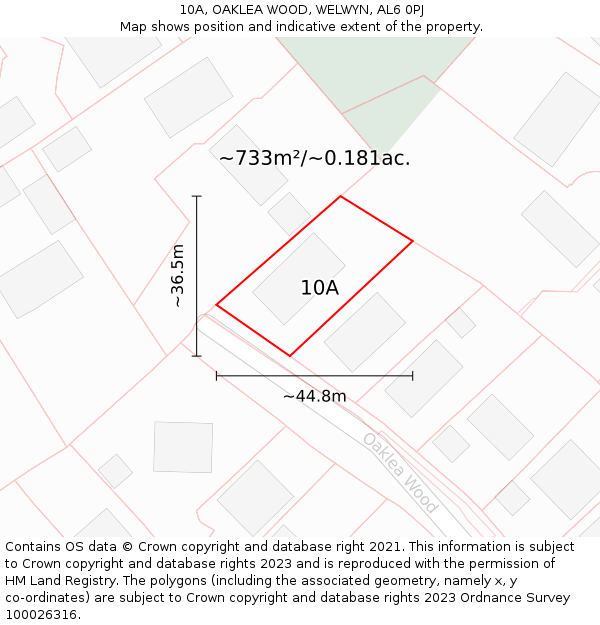 10A, OAKLEA WOOD, WELWYN, AL6 0PJ: Plot and title map