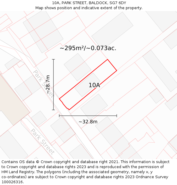 10A, PARK STREET, BALDOCK, SG7 6DY: Plot and title map