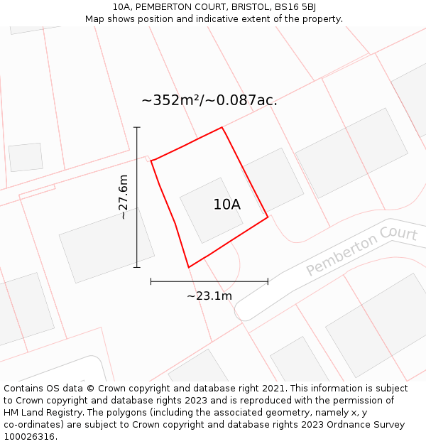 10A, PEMBERTON COURT, BRISTOL, BS16 5BJ: Plot and title map