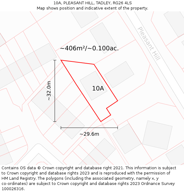 10A, PLEASANT HILL, TADLEY, RG26 4LS: Plot and title map