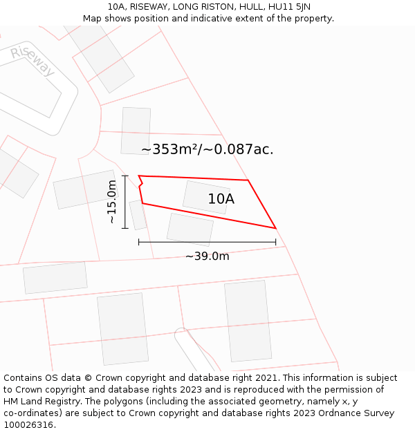 10A, RISEWAY, LONG RISTON, HULL, HU11 5JN: Plot and title map