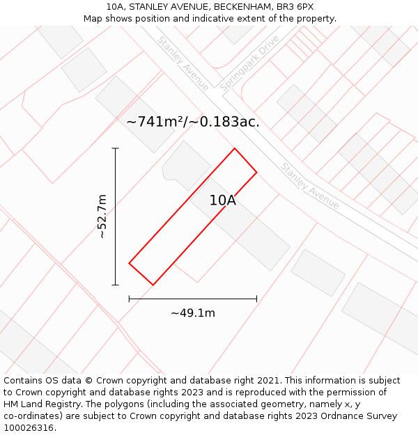 10A, STANLEY AVENUE, BECKENHAM, BR3 6PX: Plot and title map