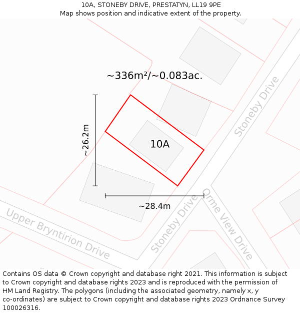 10A, STONEBY DRIVE, PRESTATYN, LL19 9PE: Plot and title map