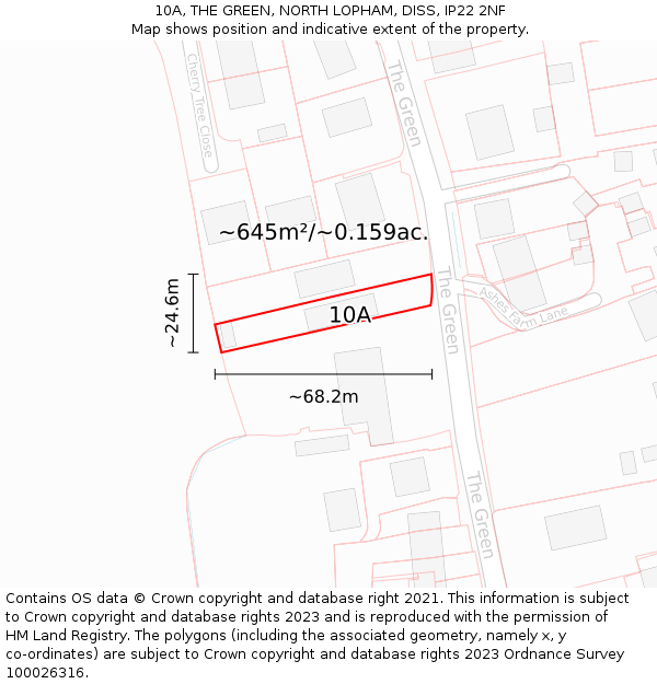 10A, THE GREEN, NORTH LOPHAM, DISS, IP22 2NF: Plot and title map