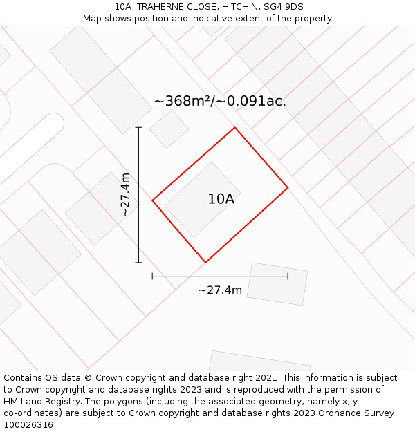 10A, TRAHERNE CLOSE, HITCHIN, SG4 9DS: Plot and title map