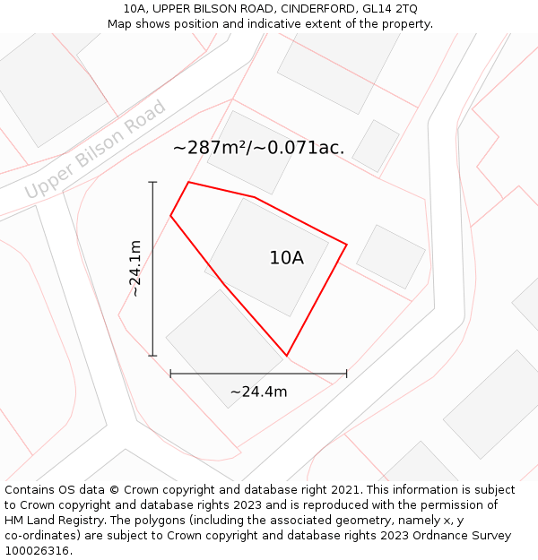 10A, UPPER BILSON ROAD, CINDERFORD, GL14 2TQ: Plot and title map