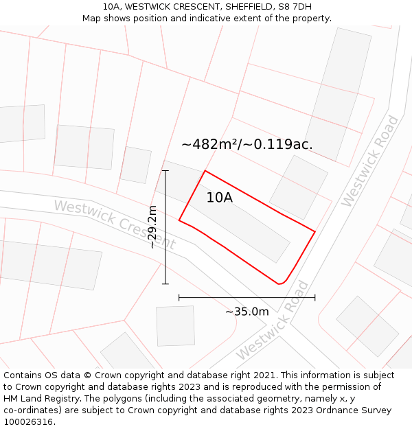 10A, WESTWICK CRESCENT, SHEFFIELD, S8 7DH: Plot and title map