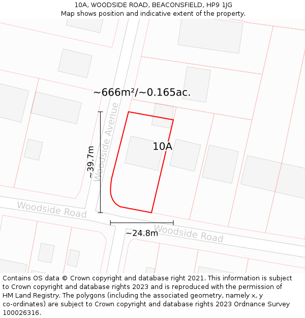 10A, WOODSIDE ROAD, BEACONSFIELD, HP9 1JG: Plot and title map