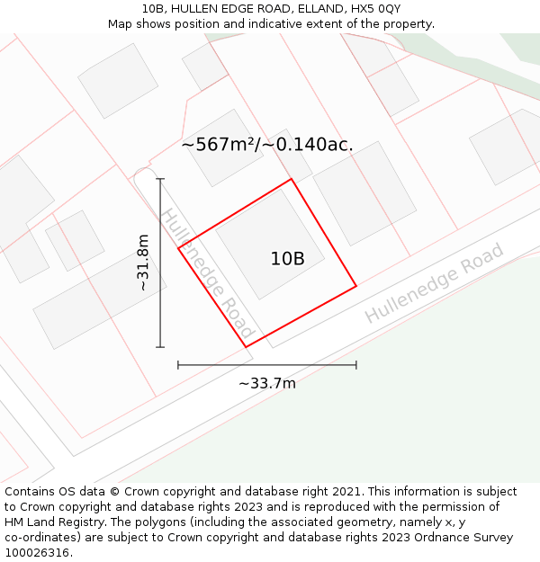 10B, HULLEN EDGE ROAD, ELLAND, HX5 0QY: Plot and title map