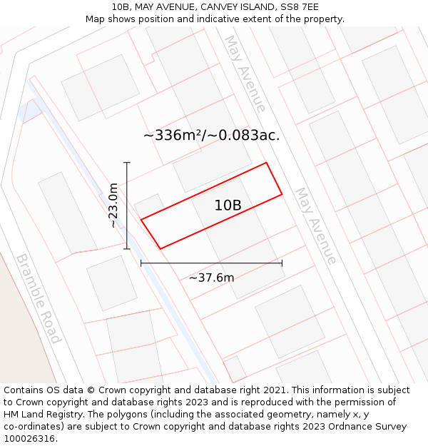 10B, MAY AVENUE, CANVEY ISLAND, SS8 7EE: Plot and title map