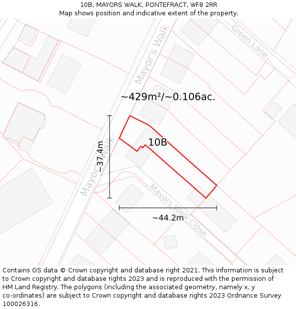 10B, MAYORS WALK, PONTEFRACT, WF8 2RR: Plot and title map