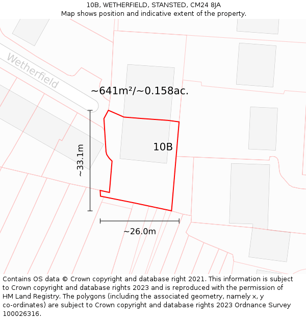 10B, WETHERFIELD, STANSTED, CM24 8JA: Plot and title map