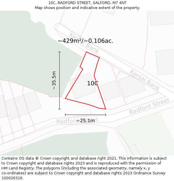 10C, RADFORD STREET, SALFORD, M7 4NT: Plot and title map