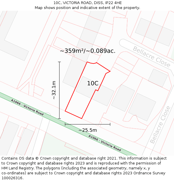 10C, VICTORIA ROAD, DISS, IP22 4HE: Plot and title map