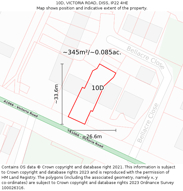 10D, VICTORIA ROAD, DISS, IP22 4HE: Plot and title map