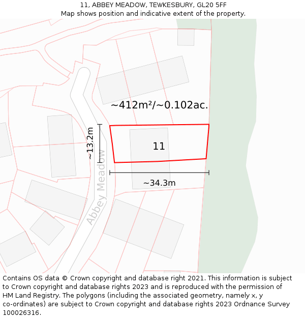 11, ABBEY MEADOW, TEWKESBURY, GL20 5FF: Plot and title map