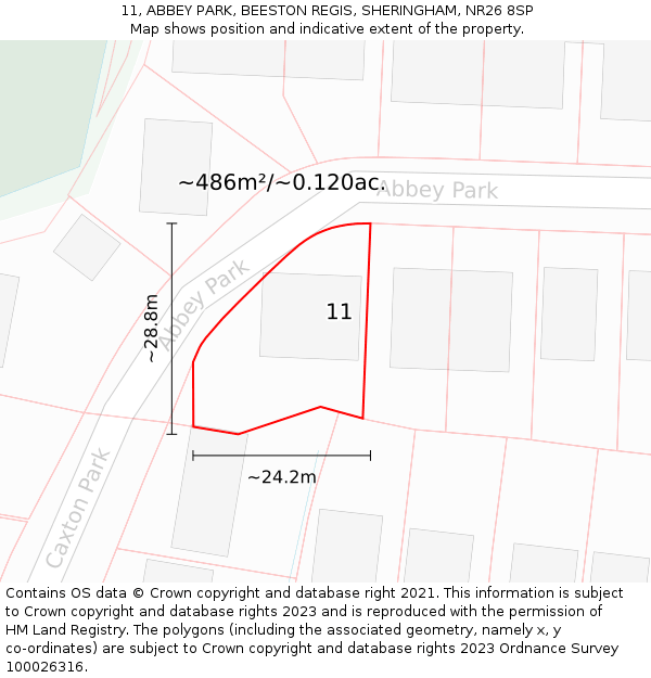 11, ABBEY PARK, BEESTON REGIS, SHERINGHAM, NR26 8SP: Plot and title map