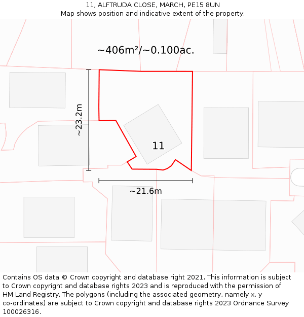 11, ALFTRUDA CLOSE, MARCH, PE15 8UN: Plot and title map