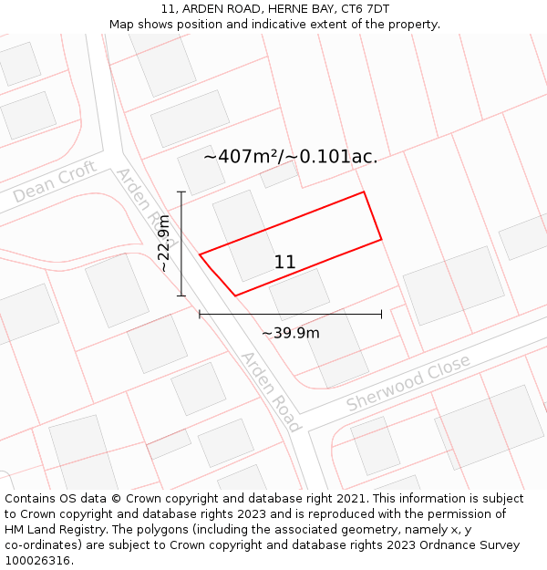 11, ARDEN ROAD, HERNE BAY, CT6 7DT: Plot and title map