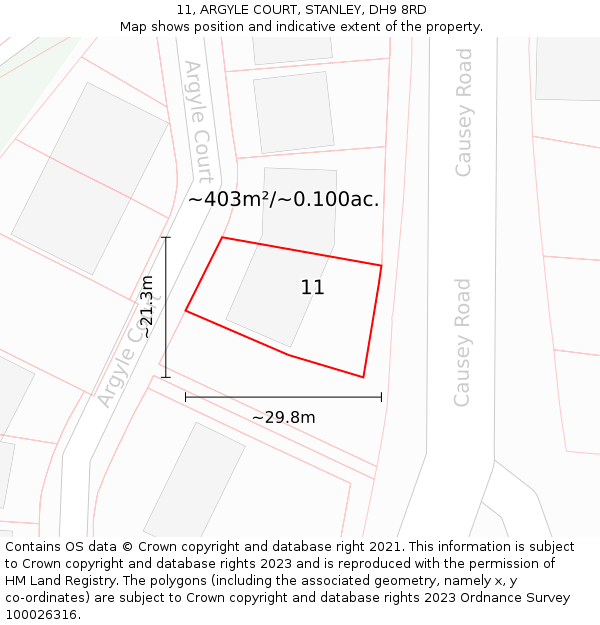 11, ARGYLE COURT, STANLEY, DH9 8RD: Plot and title map