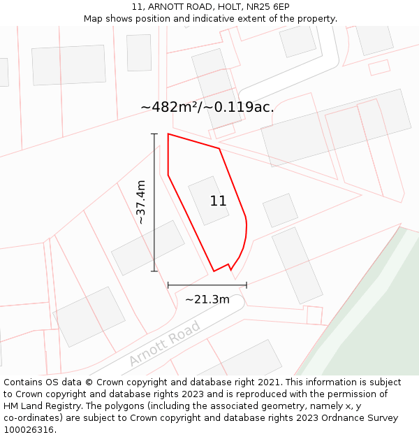 11, ARNOTT ROAD, HOLT, NR25 6EP: Plot and title map