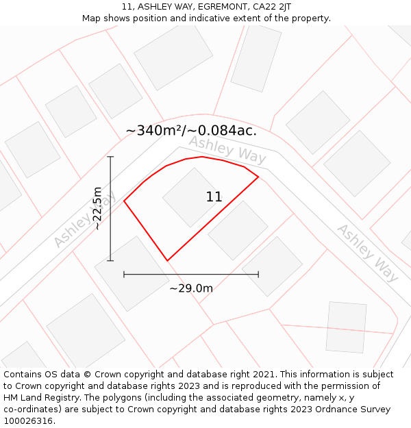 11, ASHLEY WAY, EGREMONT, CA22 2JT: Plot and title map