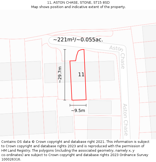 11, ASTON CHASE, STONE, ST15 8SD: Plot and title map