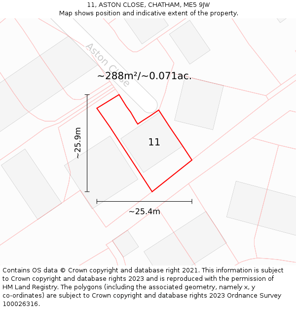 11, ASTON CLOSE, CHATHAM, ME5 9JW: Plot and title map