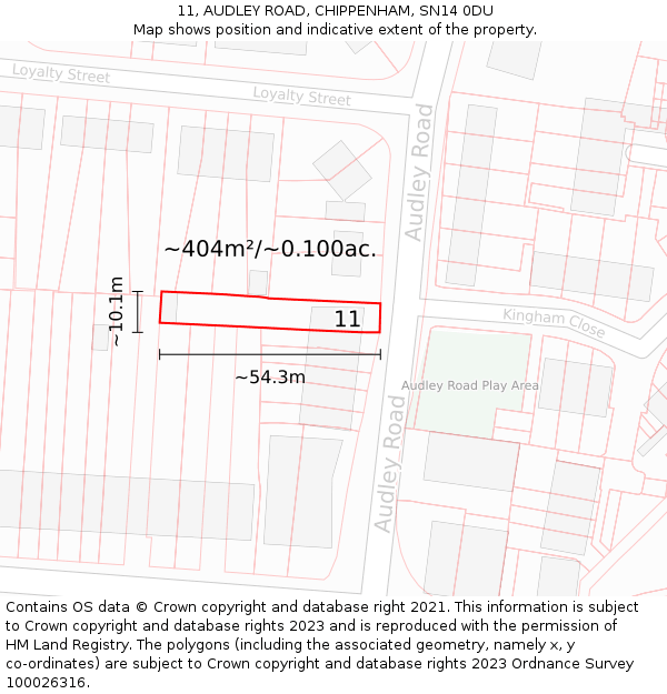 11, AUDLEY ROAD, CHIPPENHAM, SN14 0DU: Plot and title map