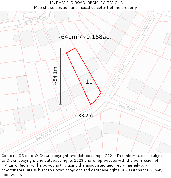 11, BARFIELD ROAD, BROMLEY, BR1 2HR: Plot and title map
