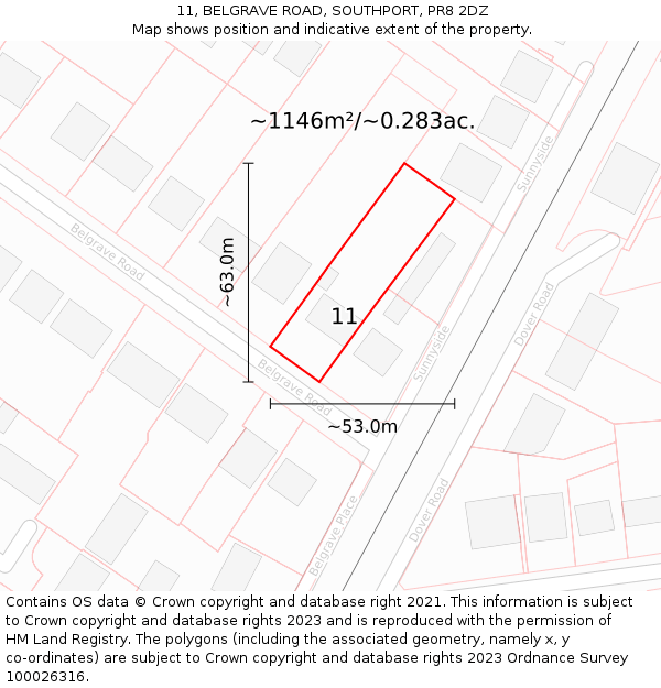 11, BELGRAVE ROAD, SOUTHPORT, PR8 2DZ: Plot and title map