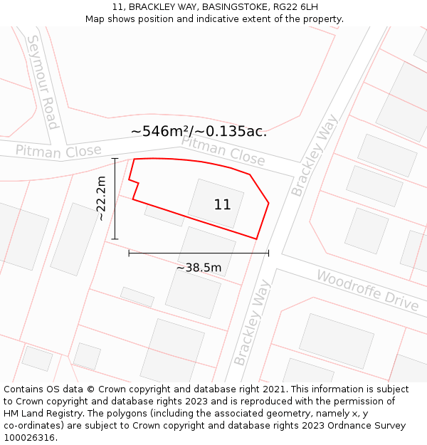 11, BRACKLEY WAY, BASINGSTOKE, RG22 6LH: Plot and title map