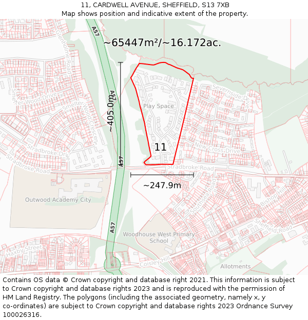 11, CARDWELL AVENUE, SHEFFIELD, S13 7XB: Plot and title map