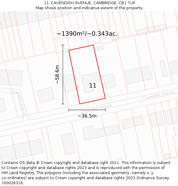 11, CAVENDISH AVENUE, CAMBRIDGE, CB1 7UP: Plot and title map