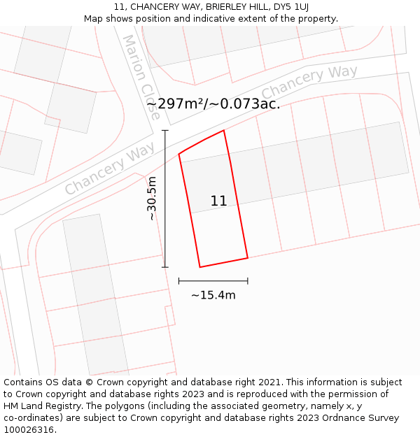 11, CHANCERY WAY, BRIERLEY HILL, DY5 1UJ: Plot and title map