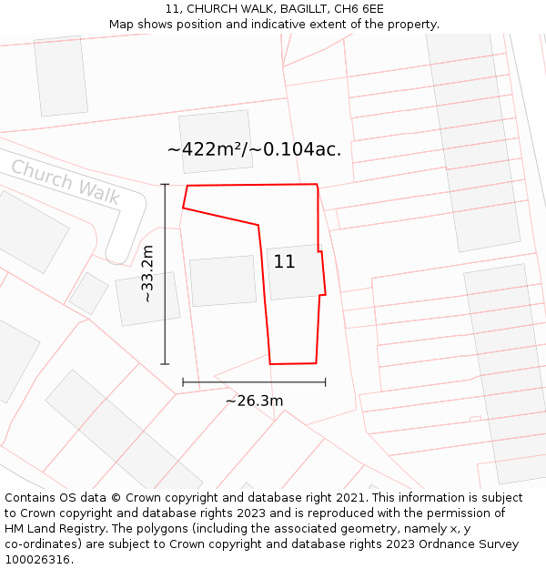 11, CHURCH WALK, BAGILLT, CH6 6EE: Plot and title map